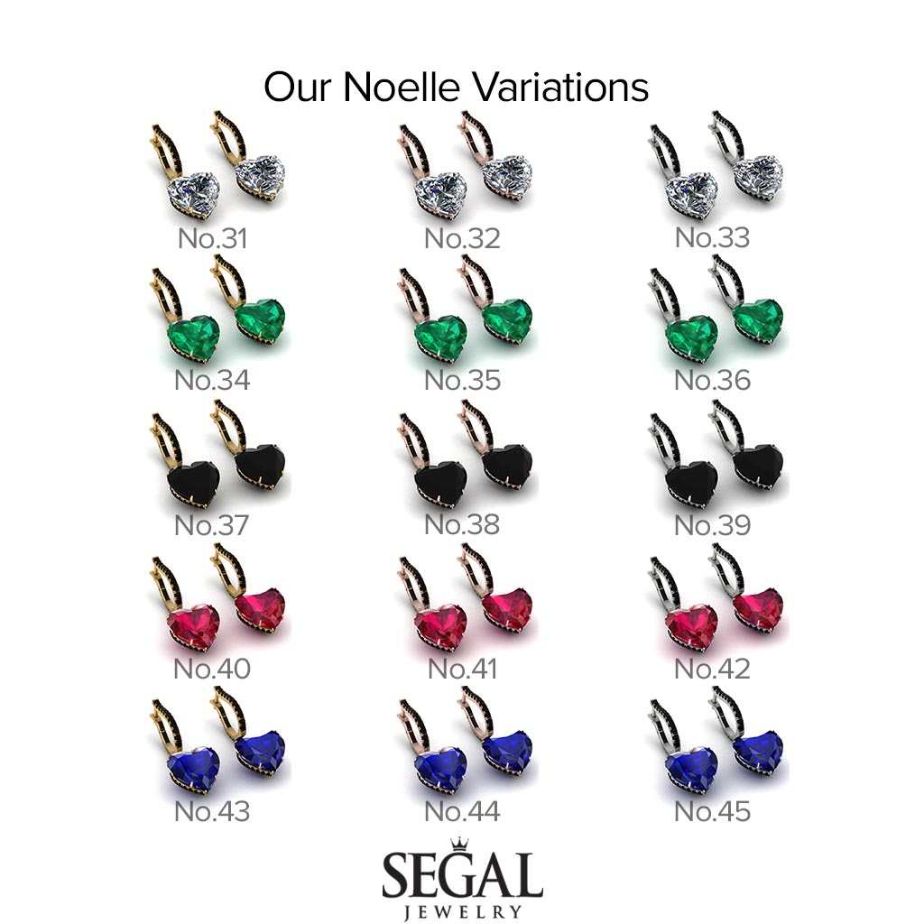 Heart Black Diamond Earrings - Noelle No. 24